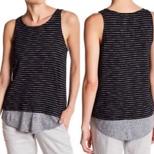 Vince Top womens size small Striped slub layered Tank Cotton sleeveless Woven